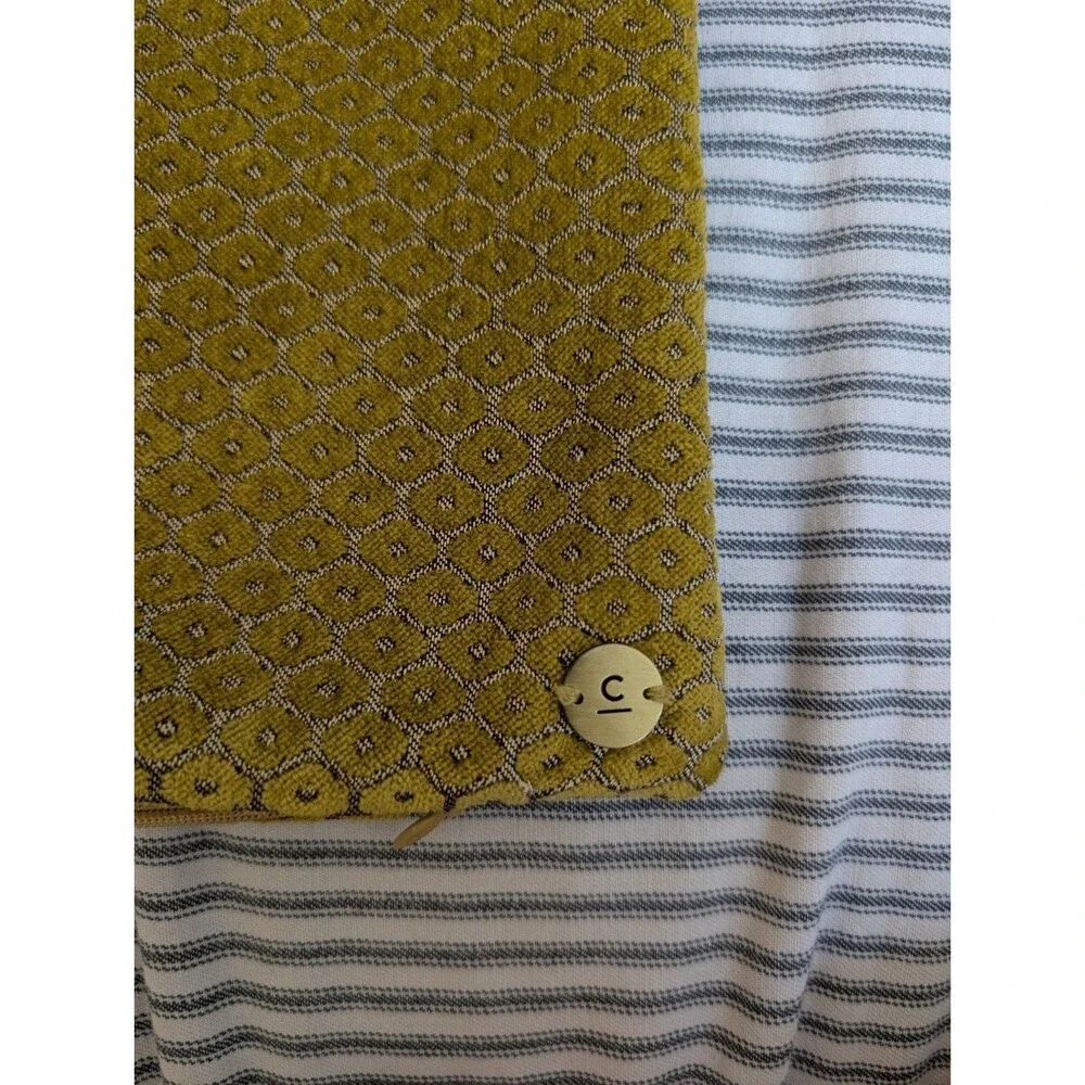 West Elm Gold Velvet Brocade Chartreuse Jacquard Pillow Cover 17